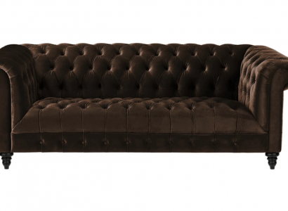 Braune Samt Couch Luxus Polster Chesterfield Möbel Sofa mit Knöpfen Dreisitzer